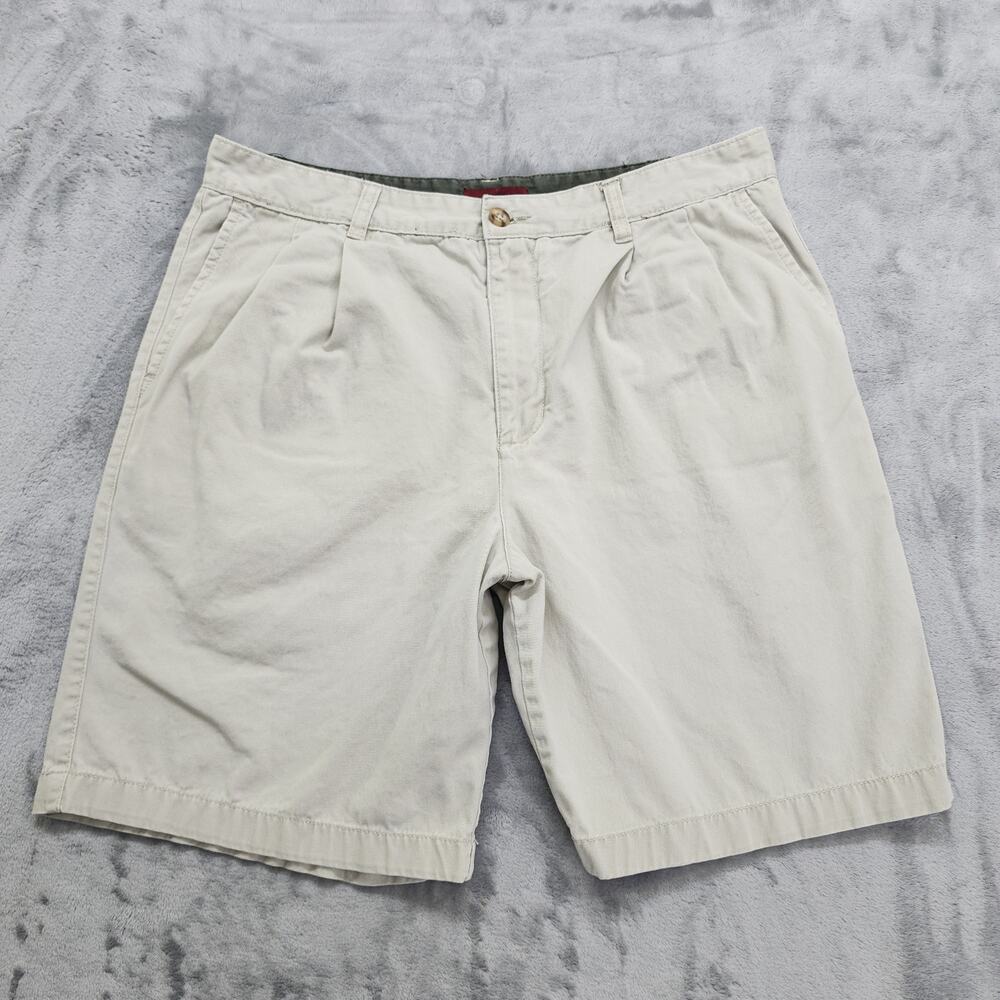 Covington Shorts‎ Mens 34 Tan Khaki Pleated Chino 9” Inseam Casual Preppy Cotton